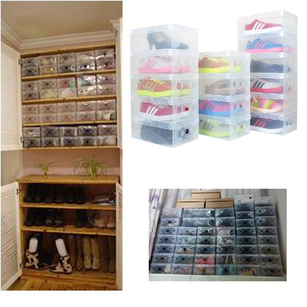 

20pcs clear foldable plastic shoe storage case boxes stackable organizer de zapatos shoe box plastic shoe box o bbydhi