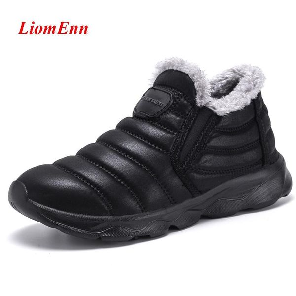 

2020 new snow boots waterproof shoes woman men ankle winter boots women shoes fur plush botas de mujer big size 35-46, Black