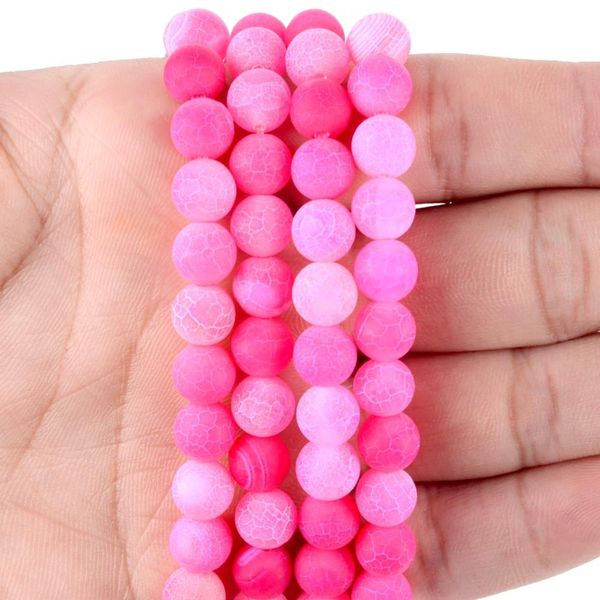 

natural frost cracked agates pink stone beads round loose spacer beads for jewelry making diy bracelet handmade 4/6/8/10/12mm