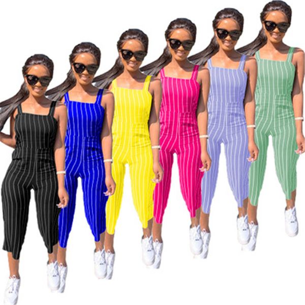 

ladies striped sling rompers fashion trend sleeveless shorts jumpsuits designer female autumn new casual loose jumpsuit, Black;white
