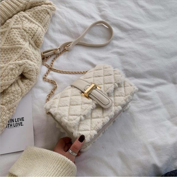 

fur handbag furry crossbody bags for women 2020 winter designer women bag bolso mujer borse da donna fluffy flap