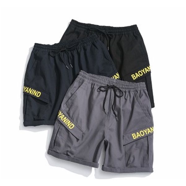 

mens summer fashion cargo shorts sell casual loose pants letter print breathable male sport clothing, White;black