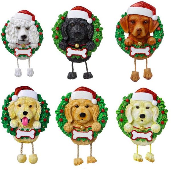 DHL 2020 Schöne Hunde DIY Namensnachricht Anhänger Weihnachtsschmuck PVC Haustier Hund Anhänger Neuer Weihnachtsbaum Anhänger