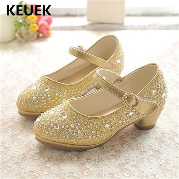 

new children transparent rhinestone girls leather shoes princess student high heeled shoes kids toddler dance performance 04 wmtdlb, Black