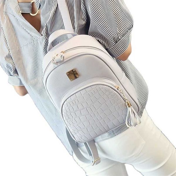 

leather backpack pu fashion women schoolbag for teenager girls female preppy style solid small backpack school travel pack 202211