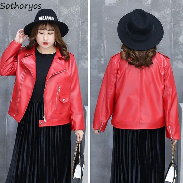 

jackets for women 2020 autumn plus size pu leather solid all-match zipper pockets leisure jacket womens korean style slim coats1, Black;brown