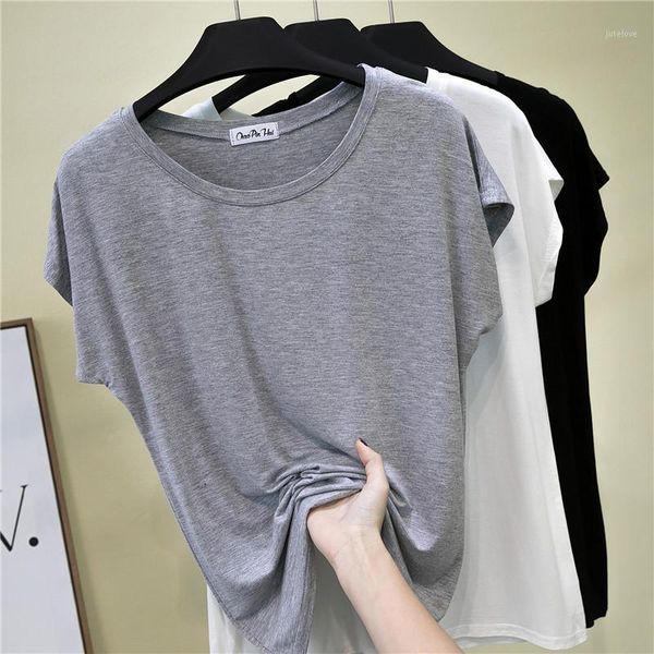 

women cotton casual t-shirt sleeveless solid color tees short sleeve o-neck women's clothing t shirt1, White