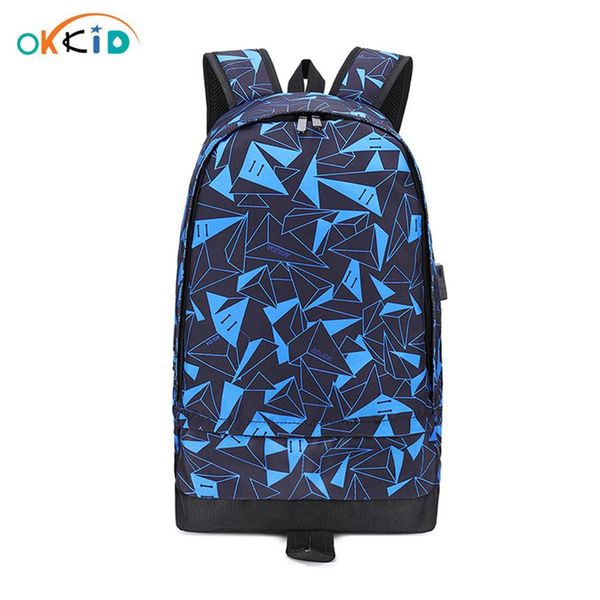 

okkid школа рюкзак для мальчика usb charge больших спортивных сумок рюкзак мужчина сумка студент schoole сумка dropshipping bbytau