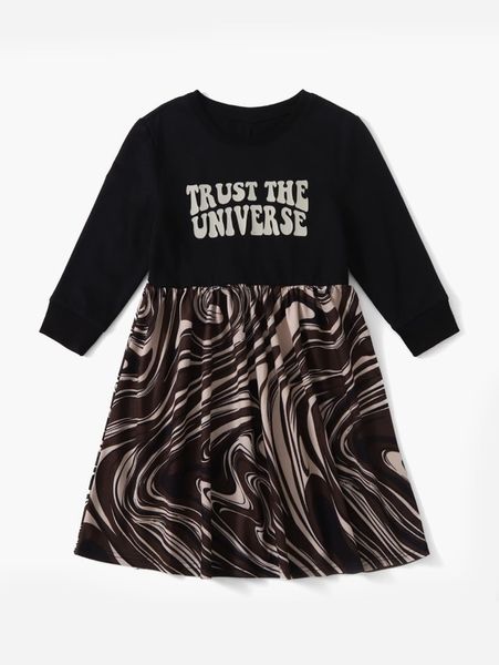 

toddler girls 1pc slogan graphic a-line dress she, Red;yellow