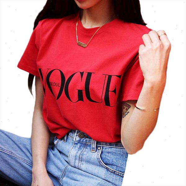 

women t shirt fashion vogue letter red t shirt women style clothes women short sleeve tshirts casual tee shirt femme, White