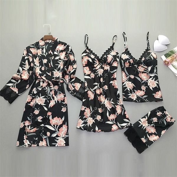 

qweek 2 pieces/set womens pajamas satin lace pajamas women summer 2020 pyjama mujer pyjamas for women sleepwear female y200708, Black;red
