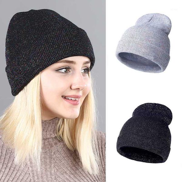 

solid color winter hat for women knitted warm skuilles cap elastic girls boys hat bonnet muts1, Blue;gray
