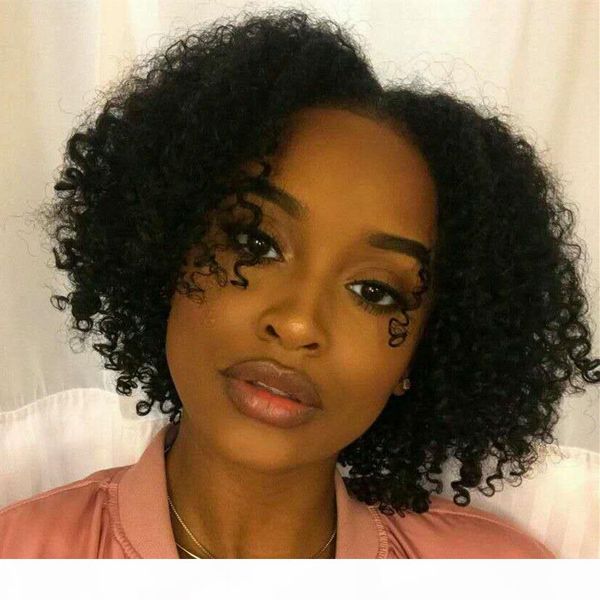 

short curly bob wigs brazilian virgin human hair lace front wigs curly hair 13x4 lace part 130% density pre plucked with baby hair, Black;brown