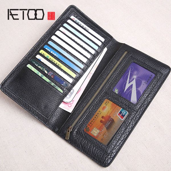 

hbp aetoo wallet men's long leather men's first layer leather clutch bag large capacity ultra-thin small handbag soft leather phon, Red;black