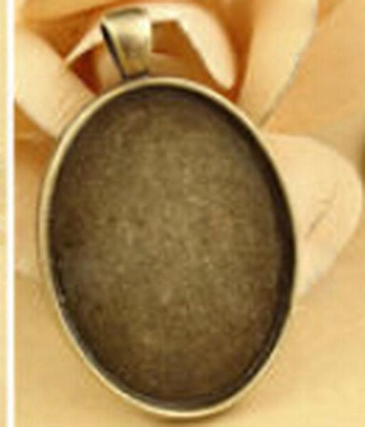 

4pcs lot oval alloy pendant blank settings cabochons bases bezel trays fit 30x40mm cabochon cameo diy necklace jewelry making h bbylus, Black
