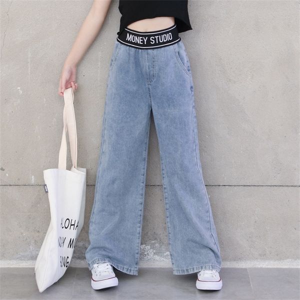 

teenage girls jeans spring autumn casual fashion loose blue kids leg wide pants school children trousers 6 8 10 12 13 years 220222
