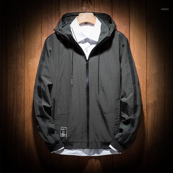 

2018 autumn and winter men's jacket fashion casual hooded large size ribbon high-grade jacket (4xl-7xl)1, Black;brown