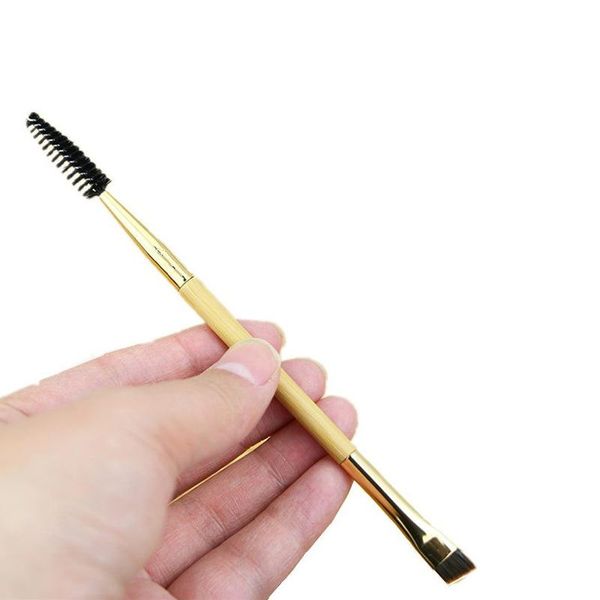 

makeup brushes 1pcs double head bamboo handle eyebrow brush oblique comb for eyelash cosmetic eye pink