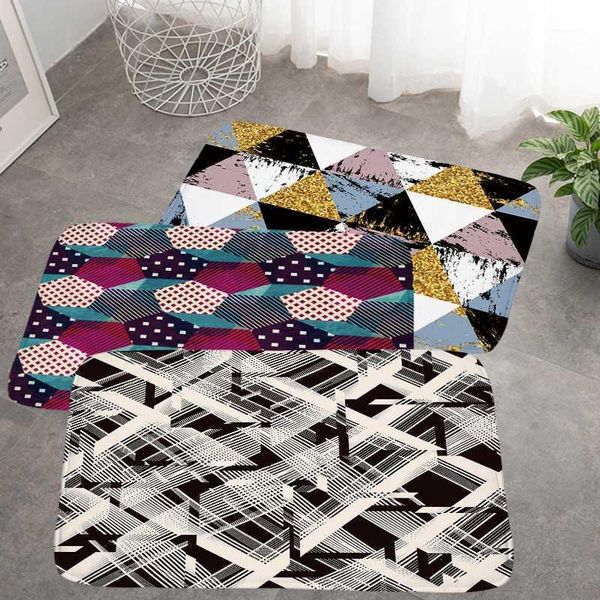 

simple geometry modern lattice luxury decora doormat outdoor kitchen home bathroom guest house staircase non-slip tappeto cucina1