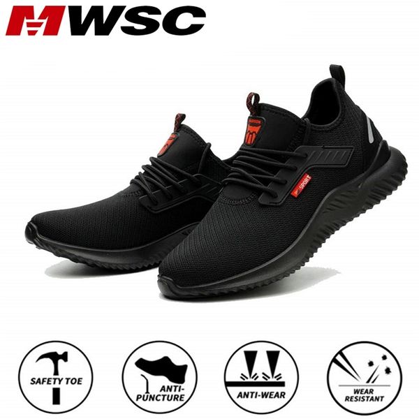 

mwsc work safety shoes men steel toe cap indestructible working boots anti-smashing men construction boots safety work sneakers 220105, Black;brown