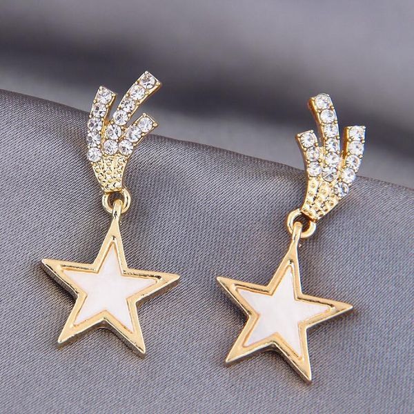 

s1860 fashion jewelry s925 silver post earrings lucky star dangle stud earrings