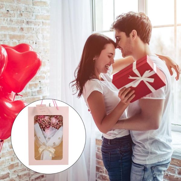 

1 set artificial soap flower dry gypsophila bouquet gift box with fairy light