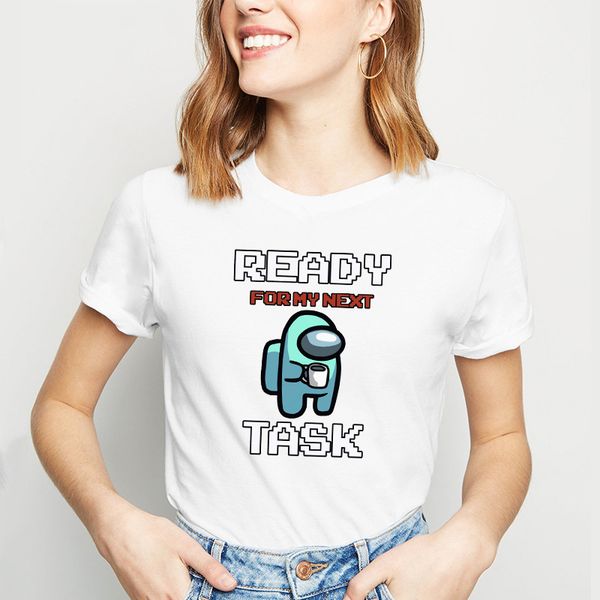 

игра среди нами печать футболка женщины летнее короткая рукав шере футболка мальчик девушки пуловер блузка футболка взрослые топ тис одежда, Blue