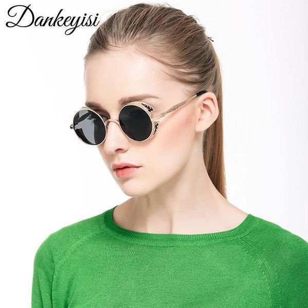 

sunglasses dankeyisi metal round women men gothic steampunk female male uv400 mirror sun glasses 2021 bag1, White;black