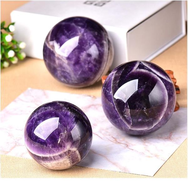 

1pc natural dream amethyst ball polished globe massaging ball reiki healing stone home decoration exquisite gifts souven qylmcg, Black