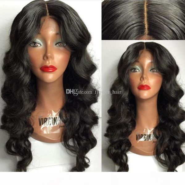 

5*4.5'' silk glueless full lace wigs loose wave virgin brazilian full lace human hair silk base wig with baby hair, Black;brown