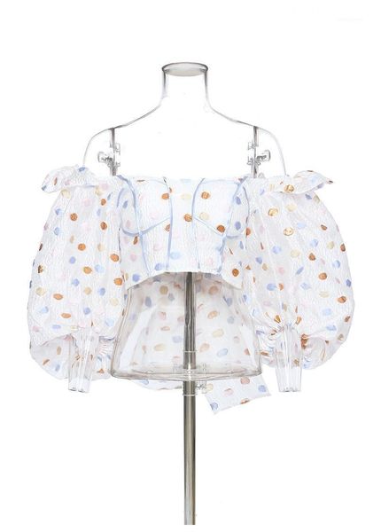 

msxu fashion chic sweet polka dot backless bow lace up casual women 1, White