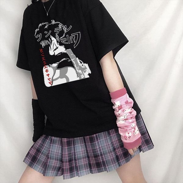 

harajuku punk япония девушки мультфильм аниме письмо печать футболки муджера повседневная свободная старинная летняя уличная одежда свободны, White