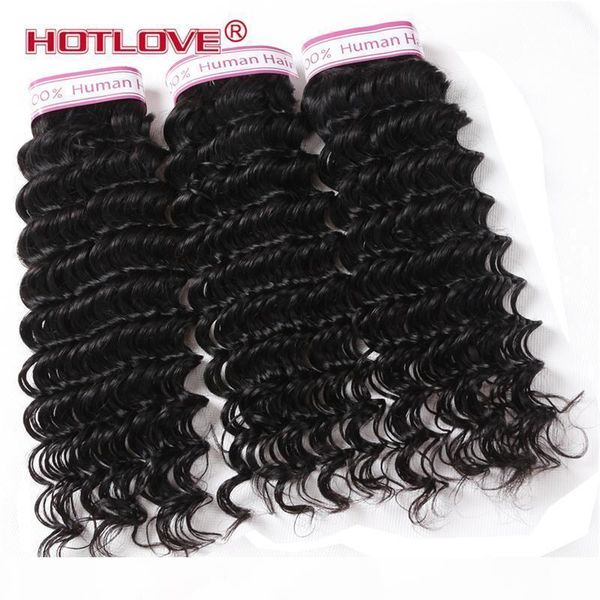 

brazilian virgin hair weave deep wave 3 bundles lot unprocessed human hair extensions 8-28 inch deep curly human hair weaving ing, Black