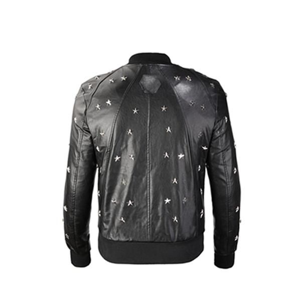 

2021ss phi men's pu faux leather jacket coat skull head coat winter warm and slim men's zipper fashion design 015, Black