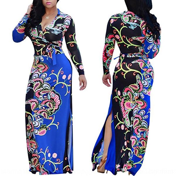 

fvo94 824030 fat women's new large size sleeve long dress women's v-neck waist dress fall/winter mm 7a6kl, Black;gray