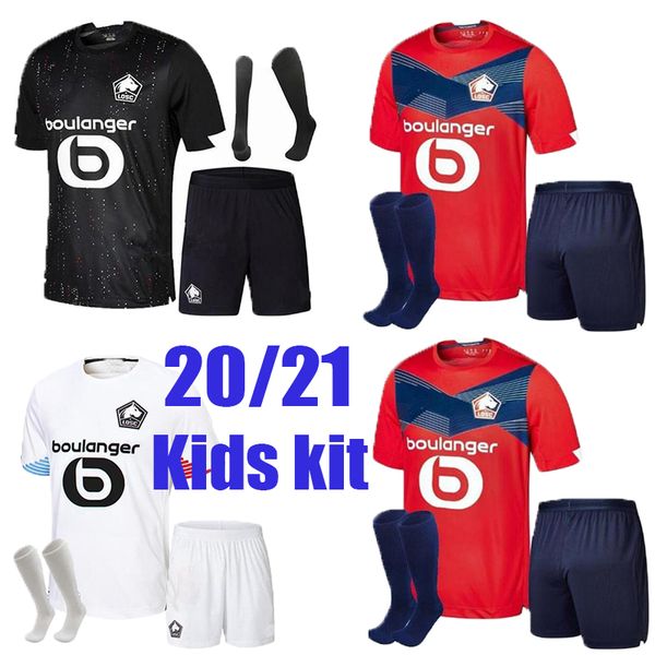 

kids kit osc lille 2020 2021 soccer jerseys home away david fonte bamba yazici football shirt lille olympique jikone 10 maillot, Black