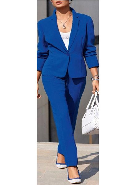 

women's two piece pants time-limited full cotton pantalones mujer womens work wear jacket formal lady casual business office suit, White