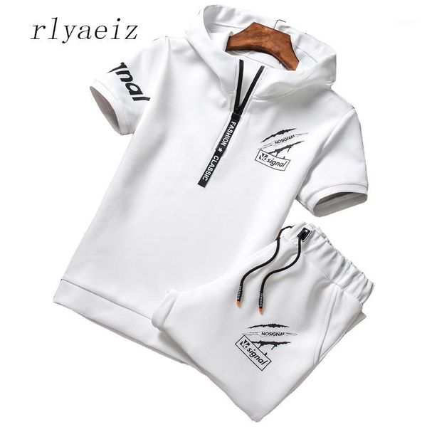 

rlyaeiz brand new 2018 casual sporting suit men summer set mens tracksuit printed hoodies + calf-length pants sweat suit 4xl1, Gray