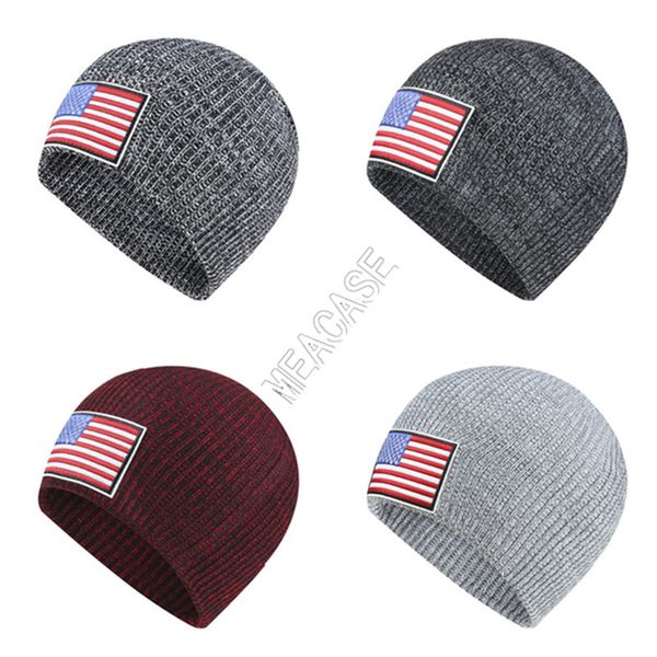 

с флагом сша этикетка knit hat winter warm шапочки 2020 взрослые вязаная шапочка skull cap открытый шапки головные уборы ear muff для мужчин, Yellow