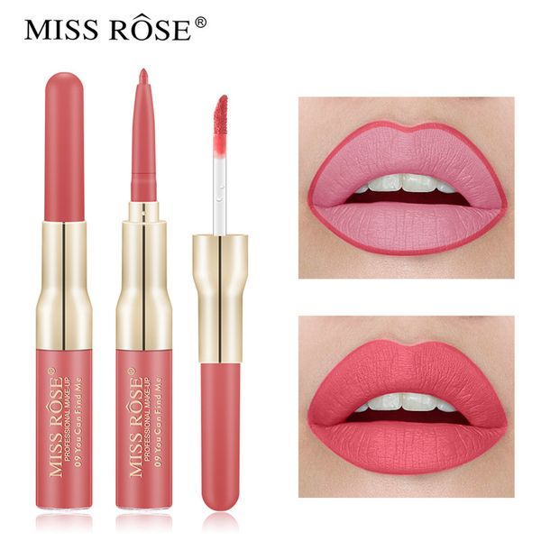 12 colori Miss rosa rosa a doppia estremità con fodera lucidala labbra matte labbra impermeabili glassa nave 3pcs senza glassa