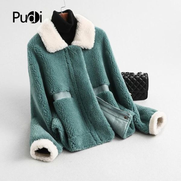 

a59370 women winter real wool shearing lamb collar over size parka warm jacket girl coat lady short jacket over size parka1, Black