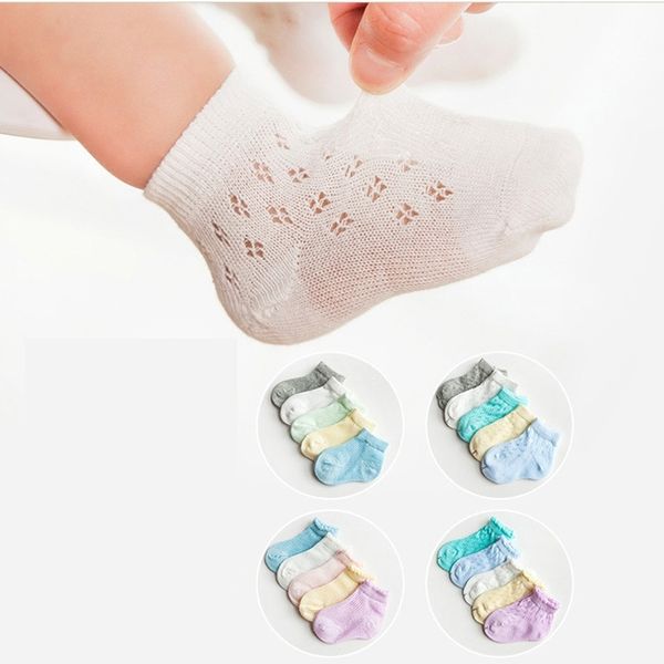 

5pair/lot children's socks 0-9 years old cotton mesh thin section baby socks children baby socks y201009, Pink;yellow