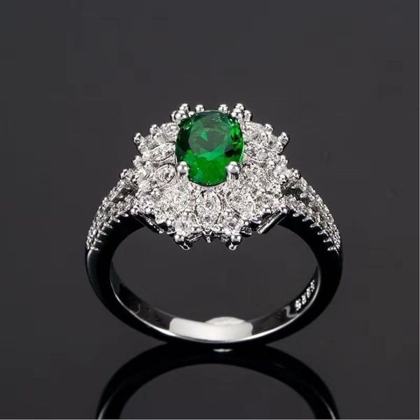 

amazon green zircon ornament ring jewelry factory supply, Silver