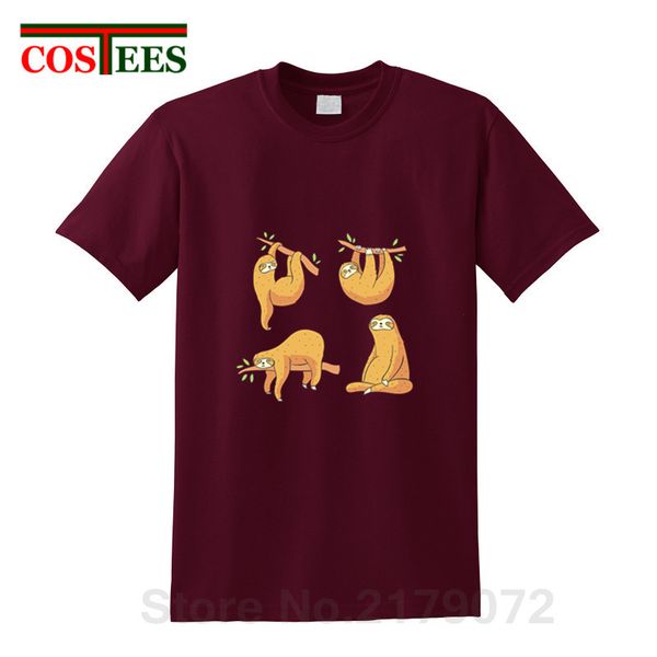 

sport kawaii naughty sloth t shirt men cute sloth laziness t-shirt boy anime round collar short sleeve animal printed hipster tee