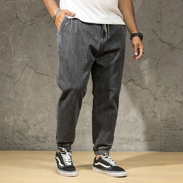 

размер ngglv брюки жира экстра-большой модные и свободные джинсы и джинсы молодежные pghsb талии узкие ноги экстра-большого размера мужские, Blue