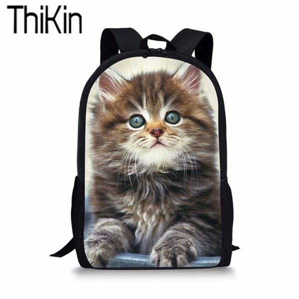 

thikin children middle school bag for kids girls kawaii siamese cat printed student backpack school suppiles book bag orthopedic t200709
