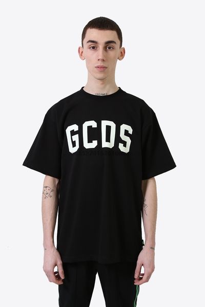 

brand gcds glow t-shirt mens short sleeve cotton black, White;black