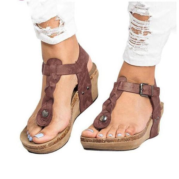 

dress shoes women sandals 2021 fashion summer woman wedges heels sandalias mujer t-belt flip flops platform 43 xkd4301, Black