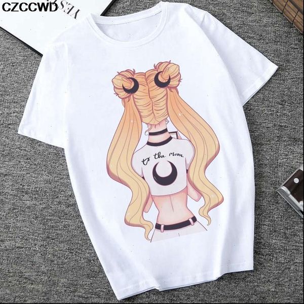 

czccwd women clothes 2021 white t shirt harajuku fashion sailor moon shirt streetwear female t shirt leisure aesthetic t