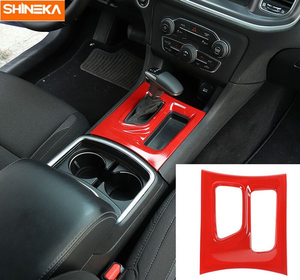 

abs red central gear panel stickers decoration trim for dodge charger auto interior accessories